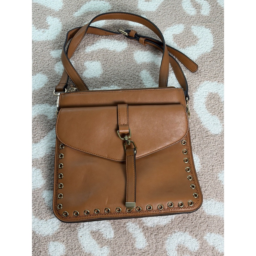 Sole/Society Vegan Women Bags Faux Leather Crossbody Purse Bag Cognac Brown